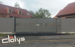 realisations clolys cloture bifil et portail alu autoportant semi ajour‚ bandeau lames