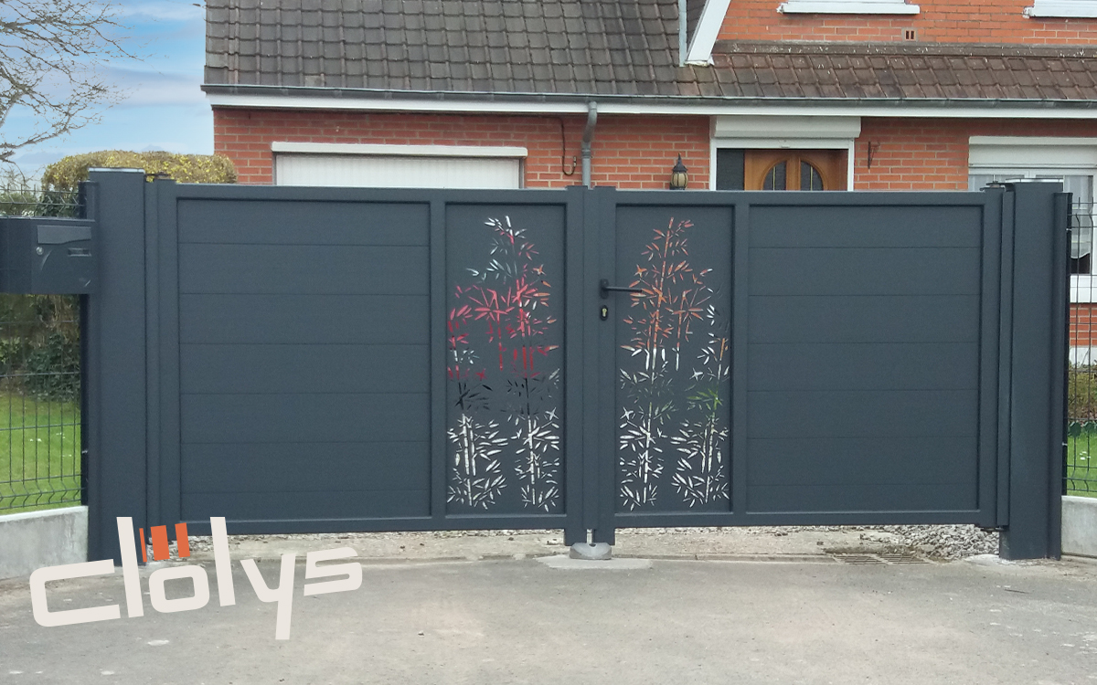 realisations clolys portail alu battant d‚coupe laser