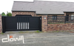 portail alu clonor autoportant mixte lame 80 et cloture