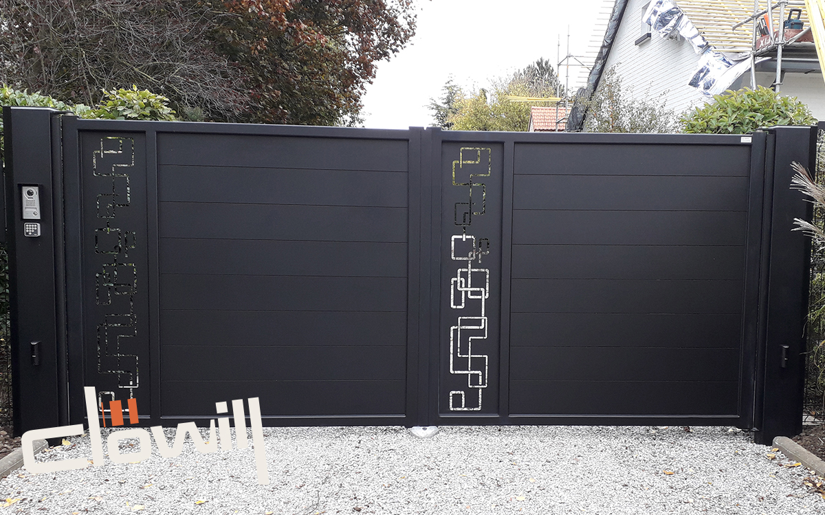 portail alu clonor battant avec toles d‚coratives